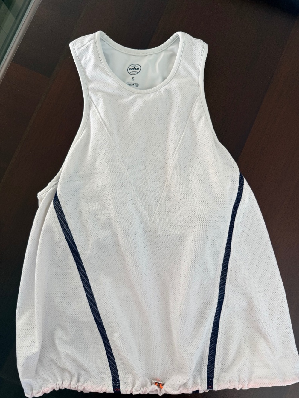 coho usa chloe top white with navy trim sz S